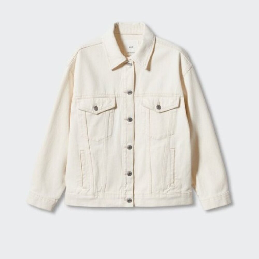 Mango Oversize Off-white Denim Jacket XS